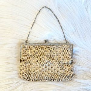 1920s–1930s Vintage Rhinestone Mesh Evening Bag • Art Deco • Chain Strap
